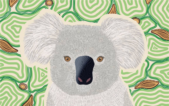 Indigenous koala art from Wiradjuri and Gundungurra artist Sarah Levett.